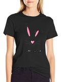 Easter Bunny T-Shirt: Black Tee with Cute Rabbit Design
