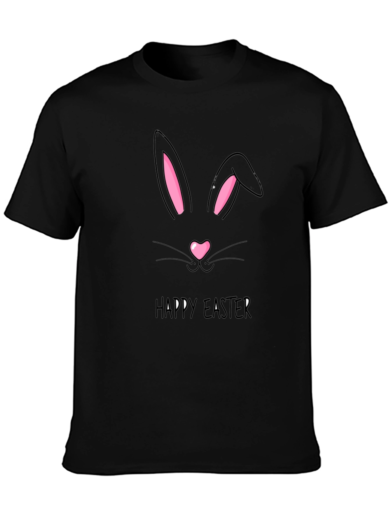 Easter Bunny T-Shirt: Black Tee with Cute Rabbit Design