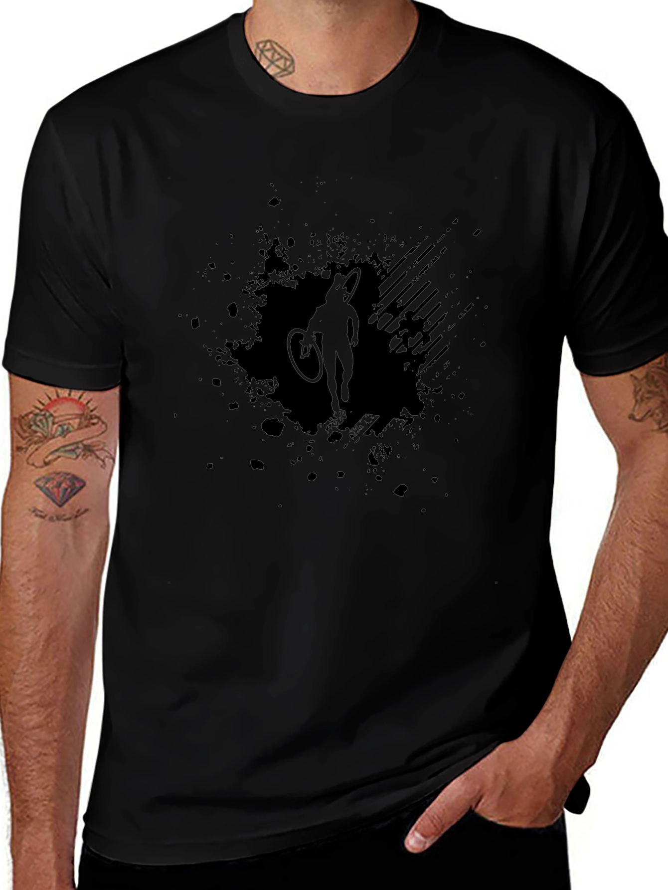 Black Cycling Silhouette Graphic T-Shirt