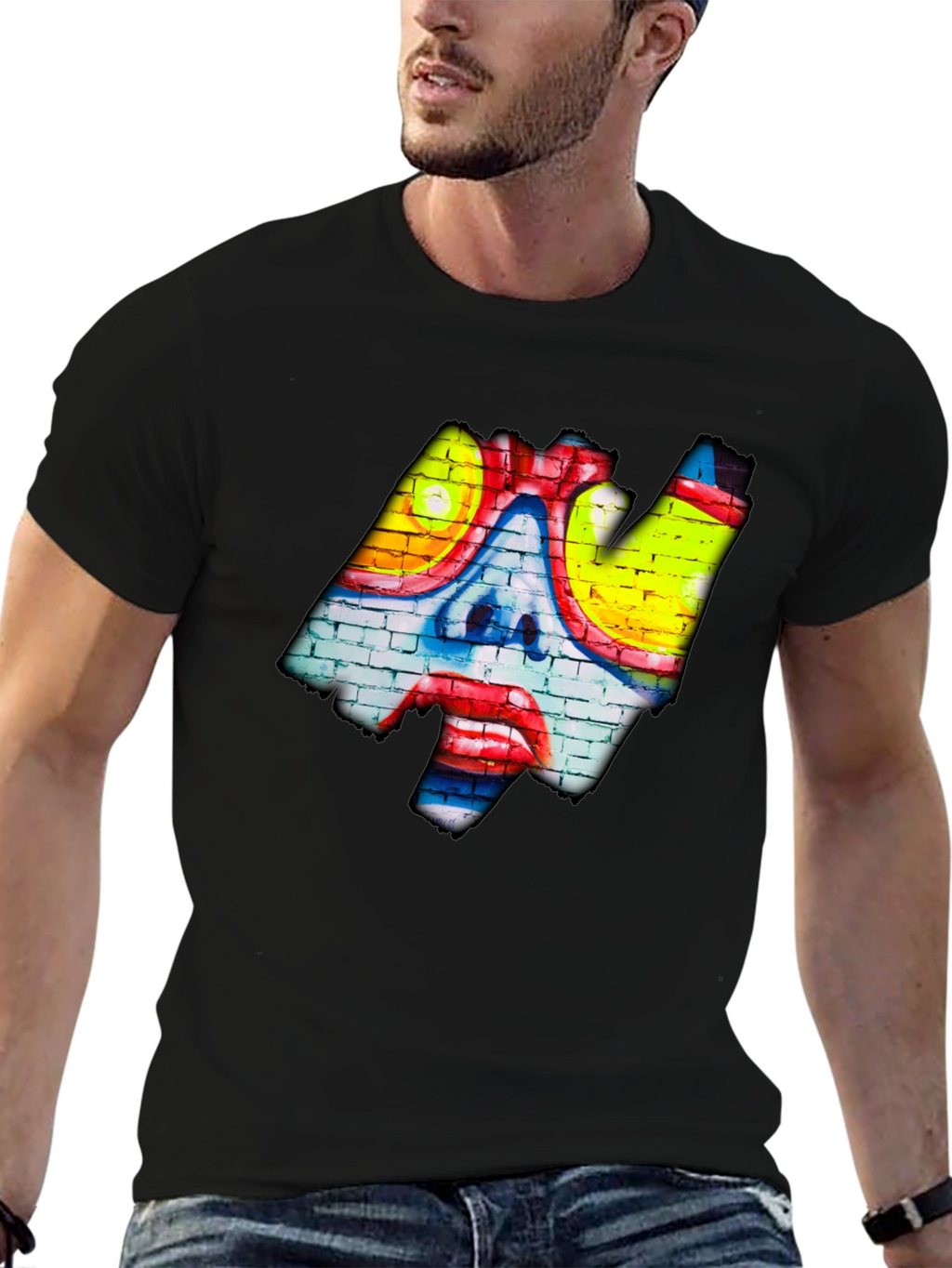 Graffiti Art Tee - Brick Wall Clown Design