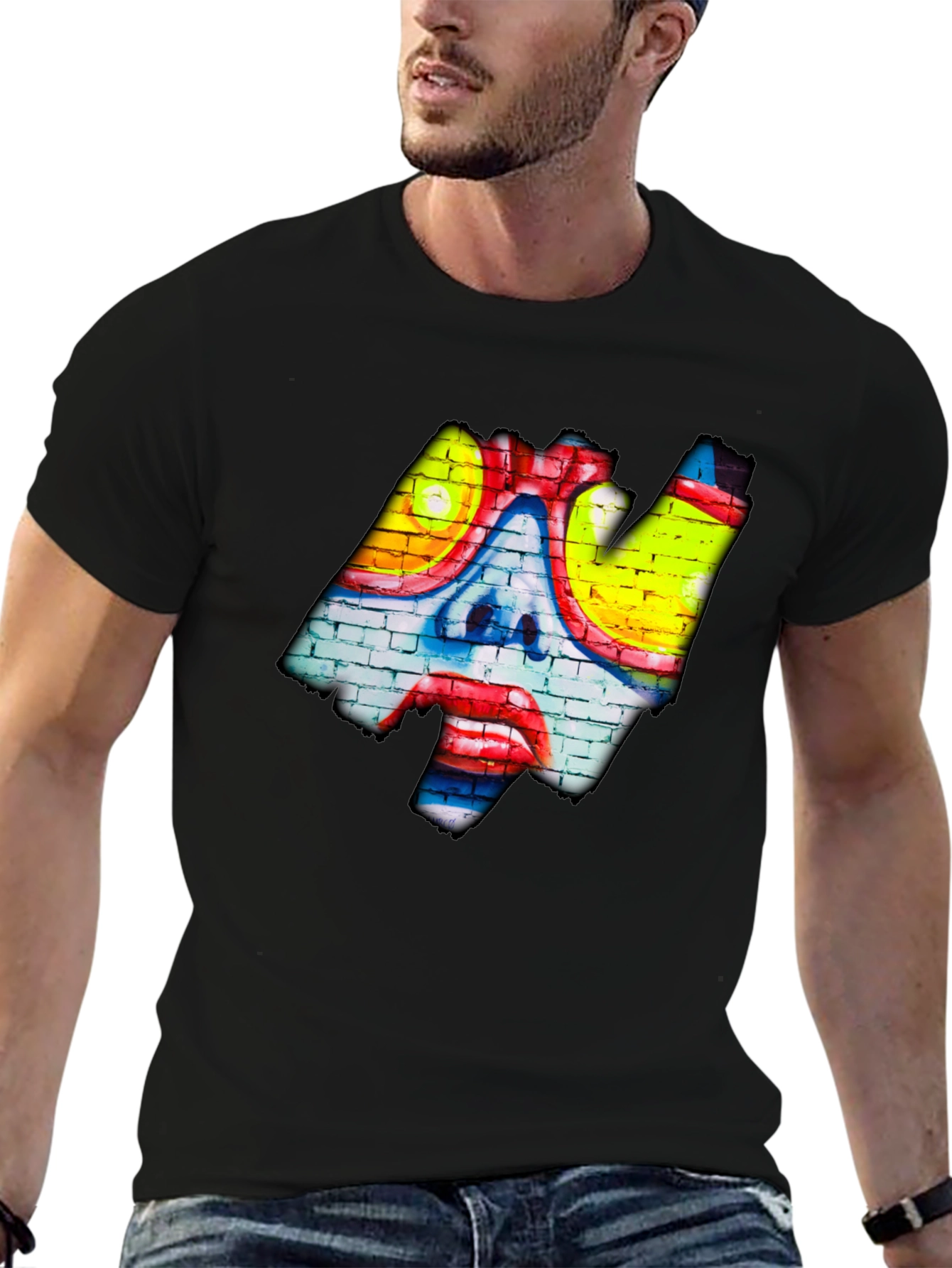 Graffiti Art Tee - Brick Wall Clown Design