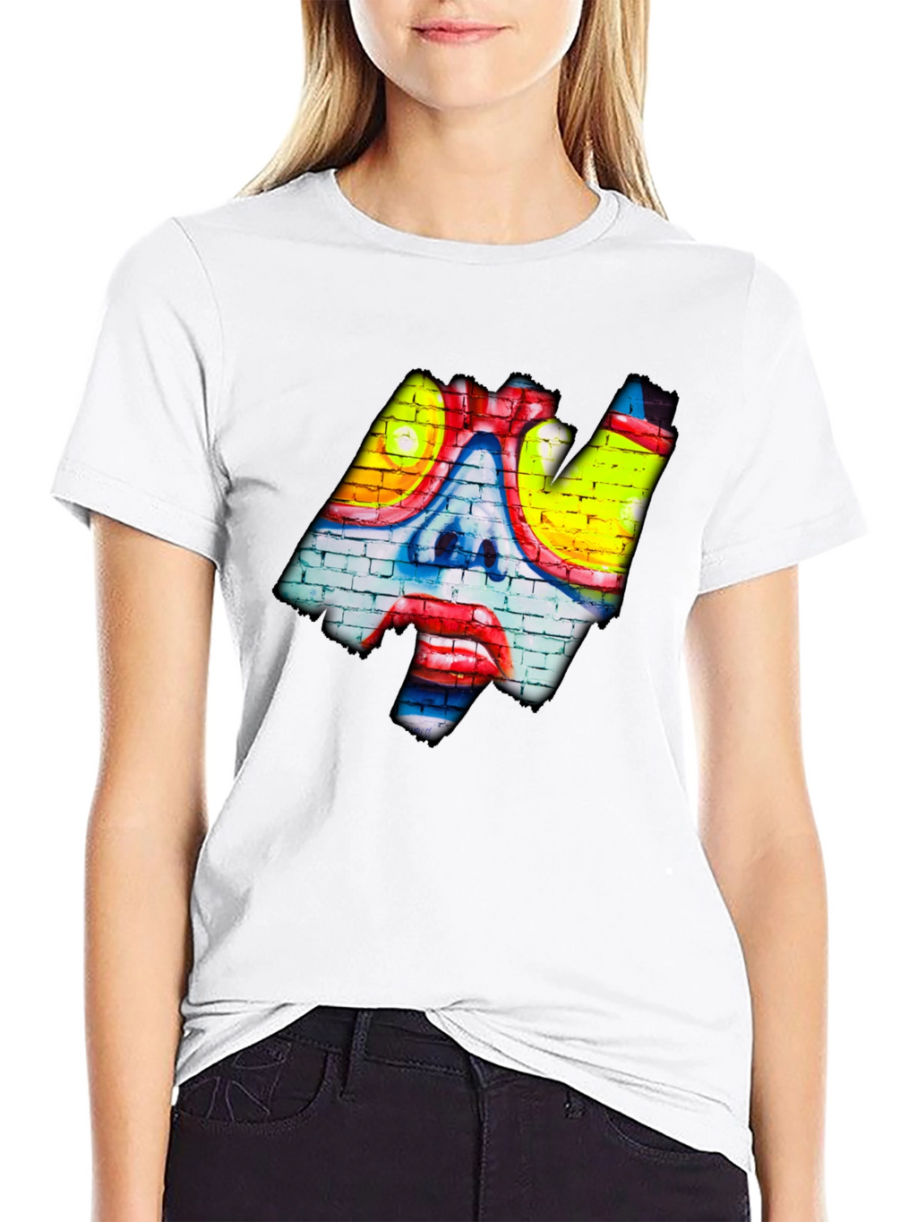 Graffiti Art Tee - Brick Wall Clown Design