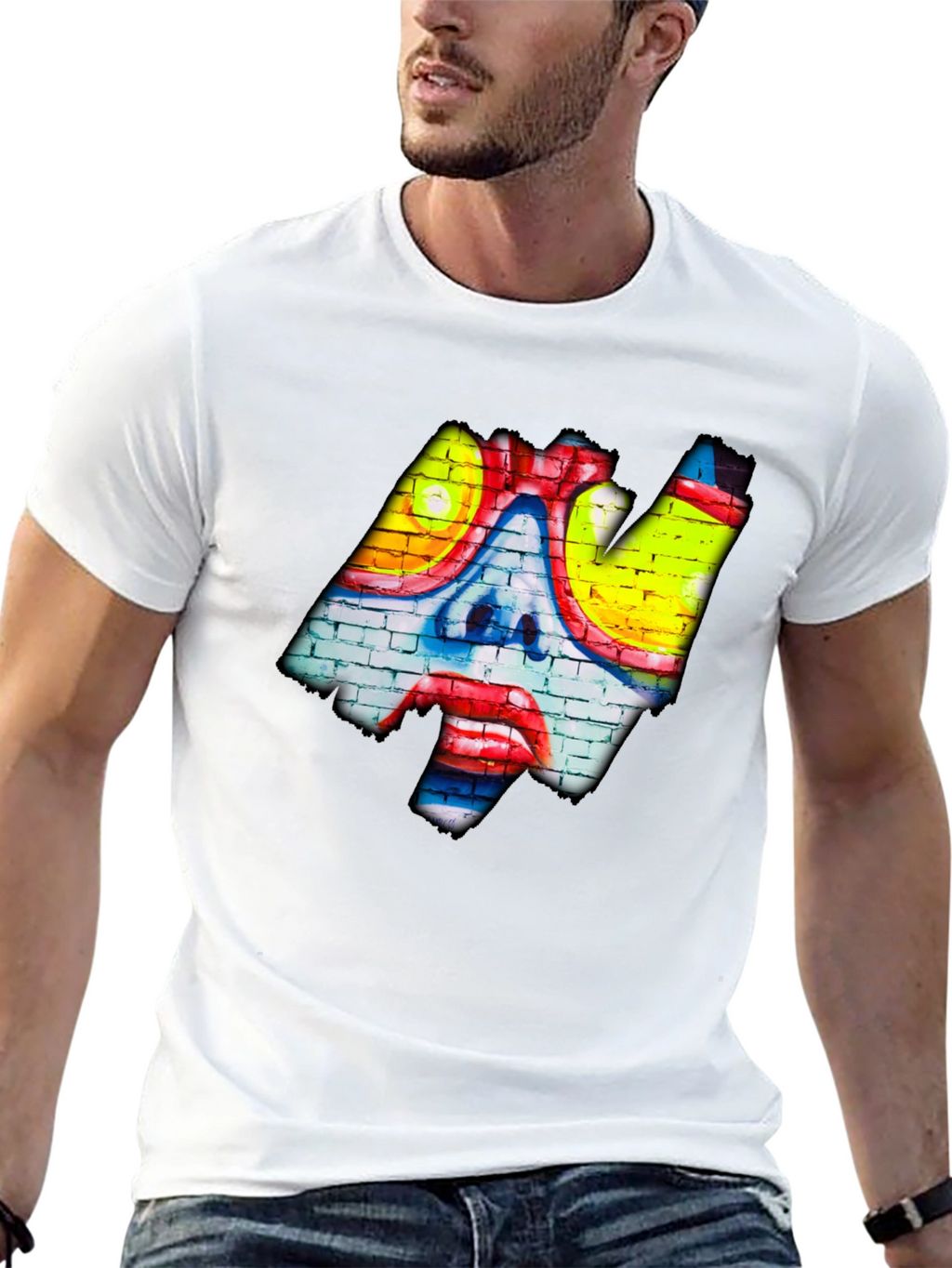 Graffiti Art Tee - Brick Wall Clown Design