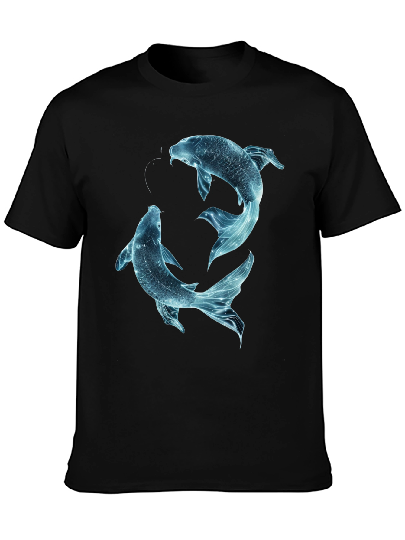 Koi Fish Graphic Tee - Black Cotton Casual Shirt