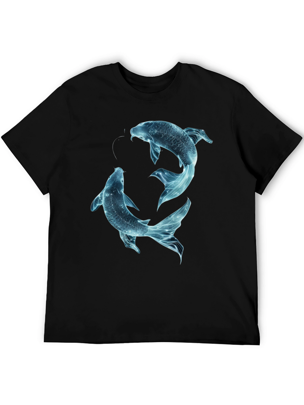 Koi Fish Graphic Tee - Black Cotton Casual Shirt