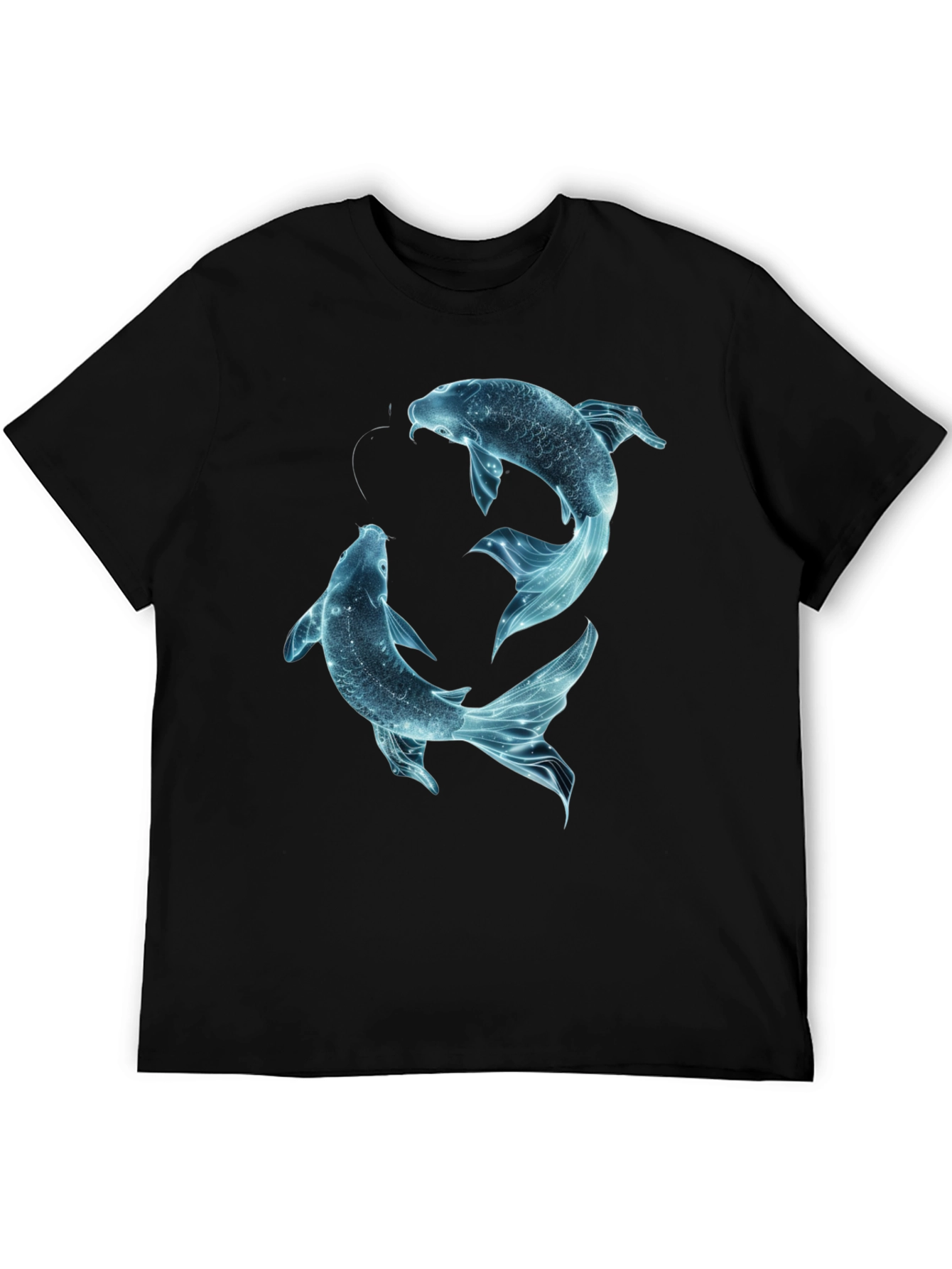 Koi Fish Graphic Tee - Black Cotton Casual Shirt