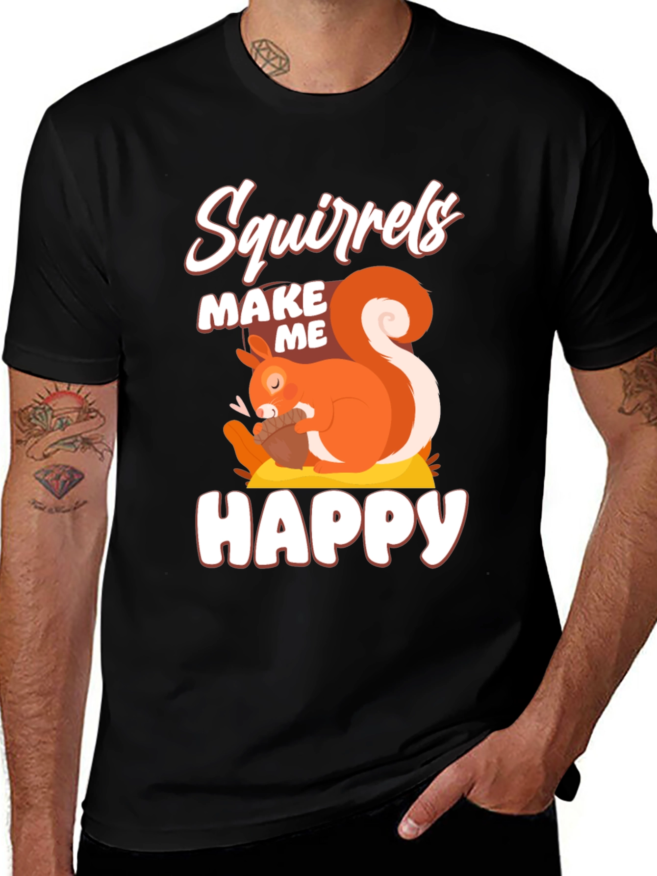 Squirrels Make Me Happy Graphic T-Shirt