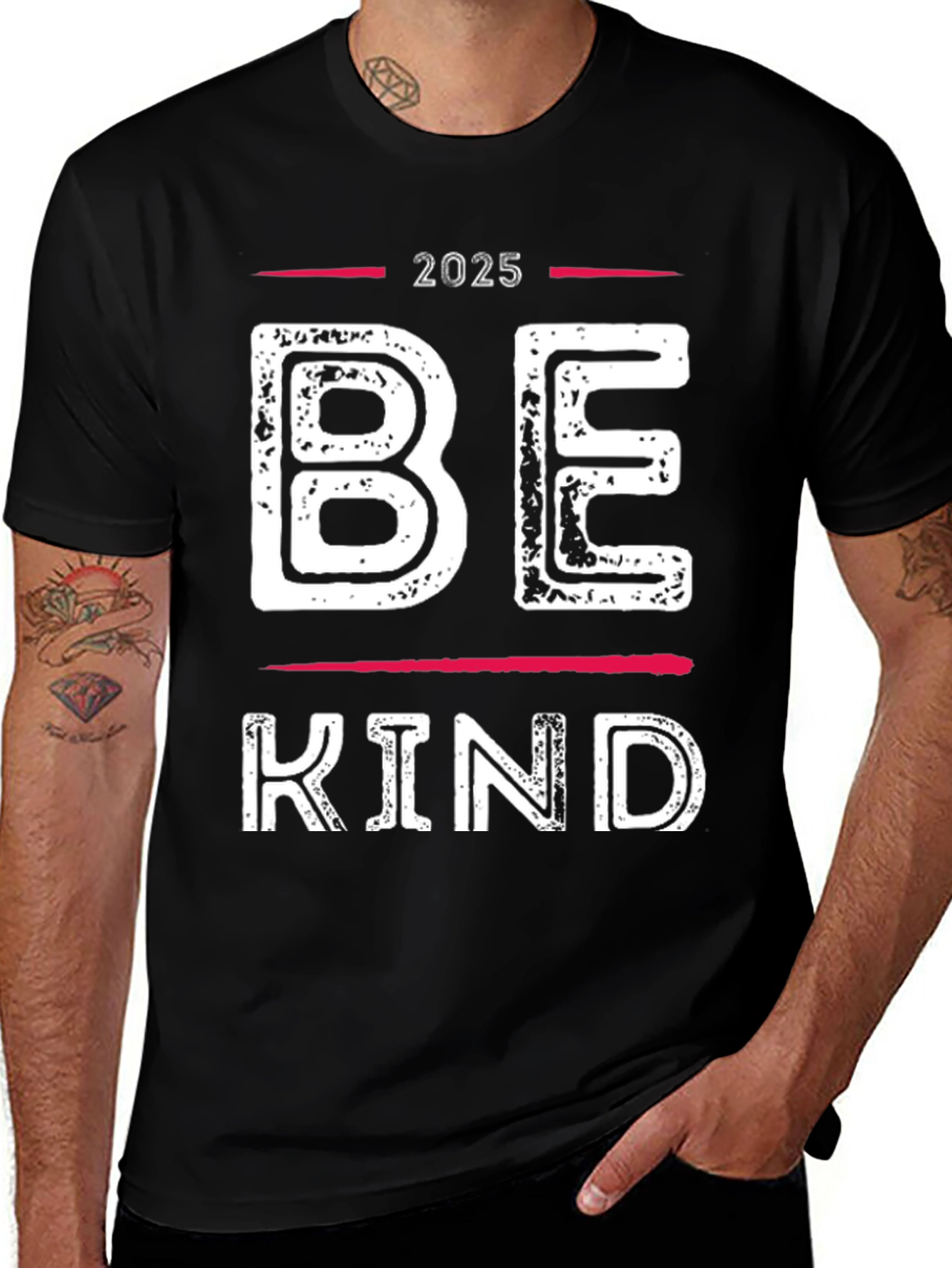 Be Kind 2025 Graphic Tee - Black Cotton T-Shirt