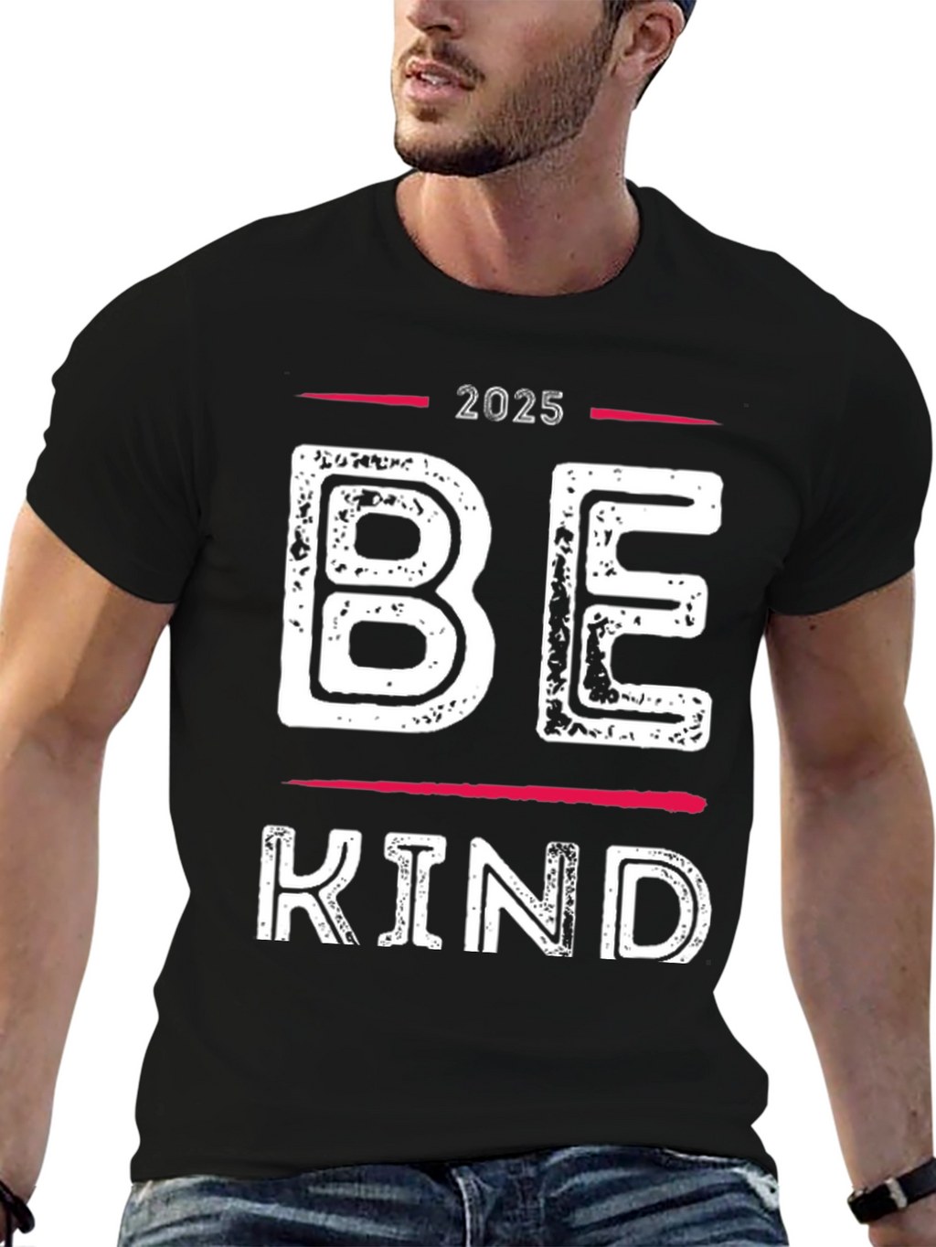 Be Kind 2025 Graphic Tee - Black Cotton T-Shirt