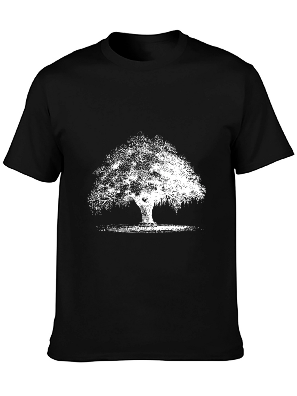 Black T-Shirt with White Tree Graphic
