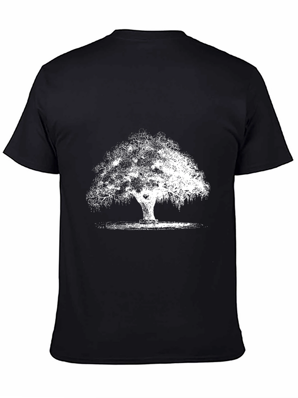 Black T-Shirt with White Tree Graphic