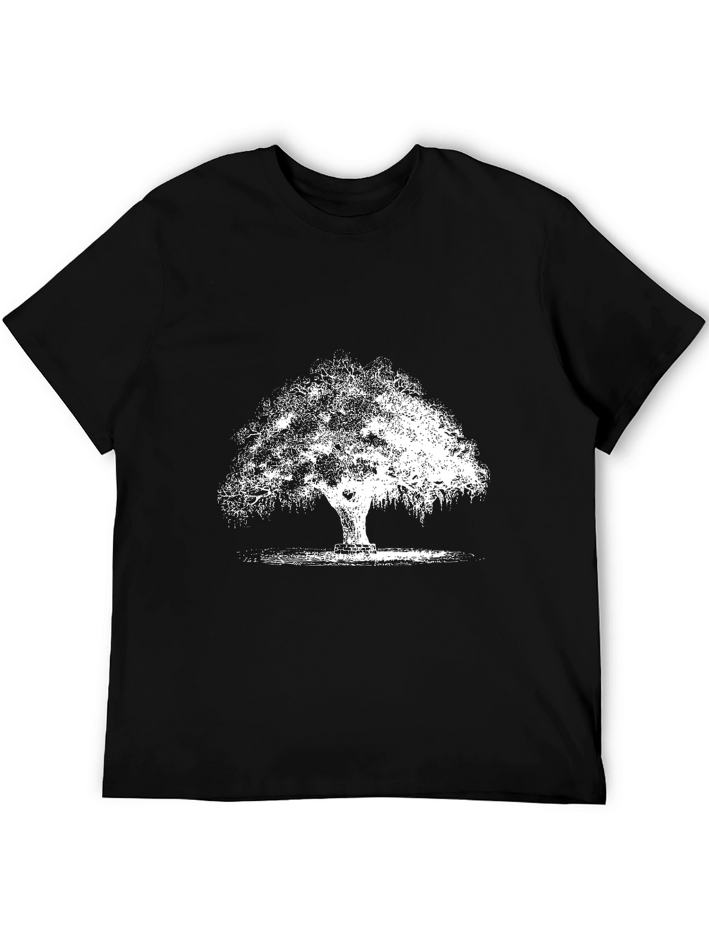 Black T-Shirt with White Tree Graphic