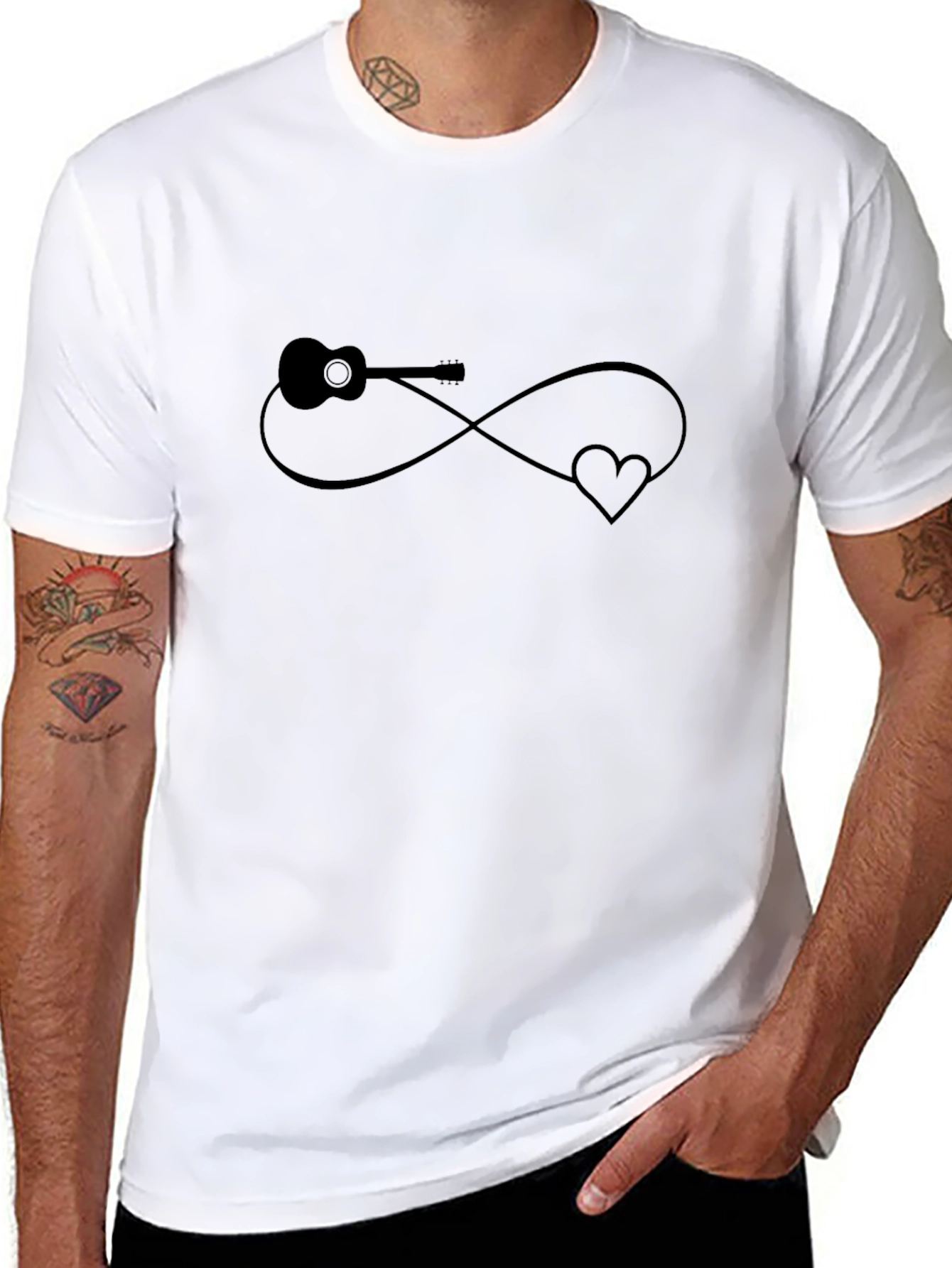 Guitar & Love Infinity Graphic Tee - Black
