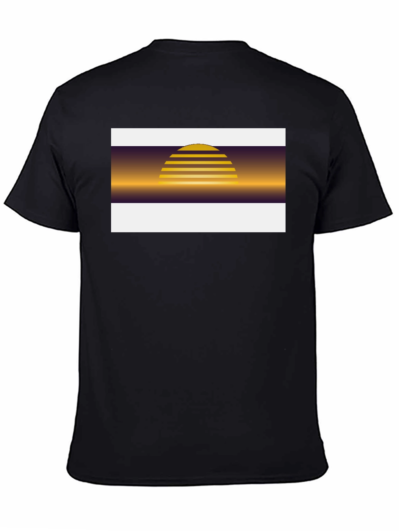 Retro Sunset Graphic Tee - Black Cotton Blend