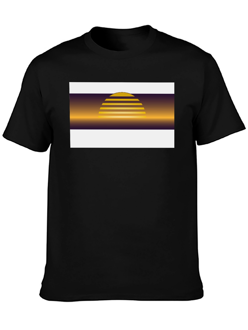 Retro Sunset Graphic Tee - Black Cotton Blend