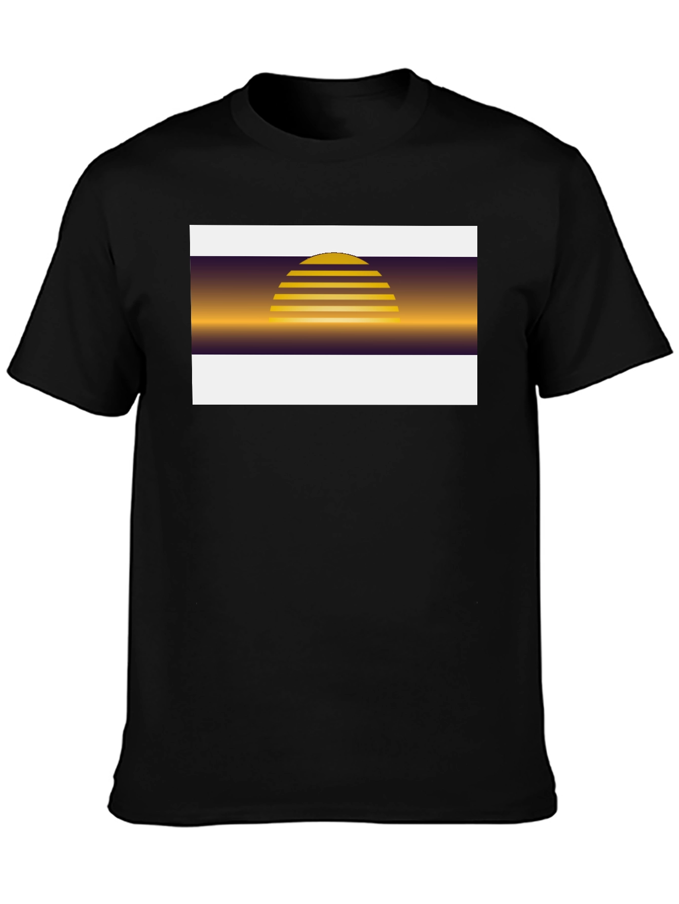 Retro Sunset Graphic Tee - Black Cotton Blend