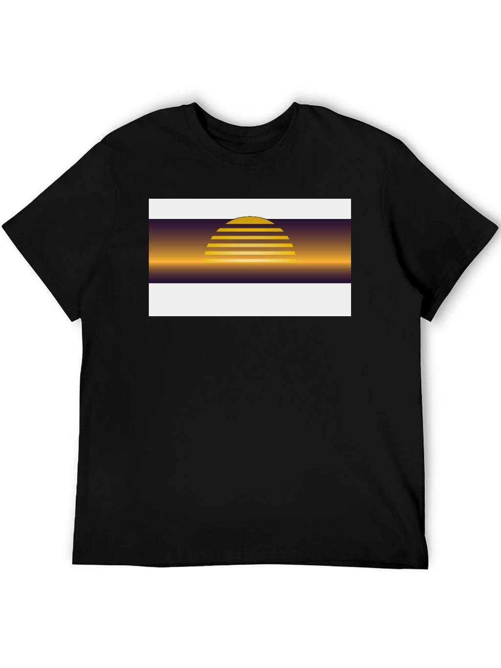Retro Sunset Graphic Tee - Black Cotton Blend