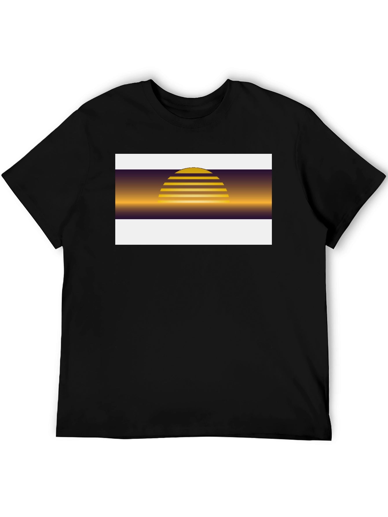 Retro Sunset Graphic Tee - Black Cotton Blend