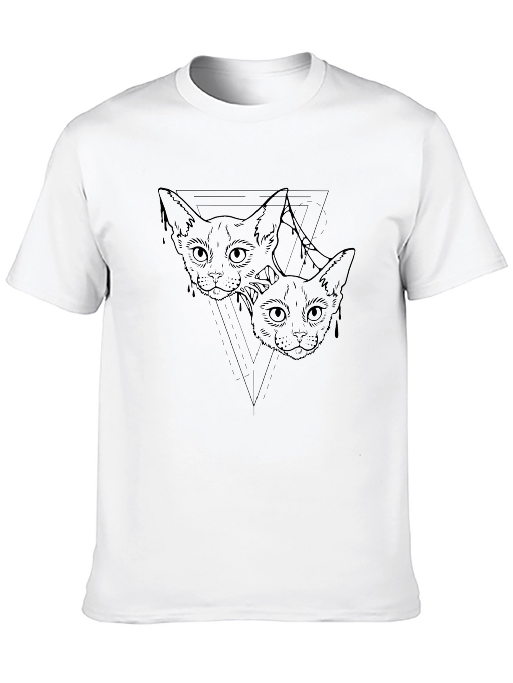 Mens Black Cat Graphic Tee - Artistic Design