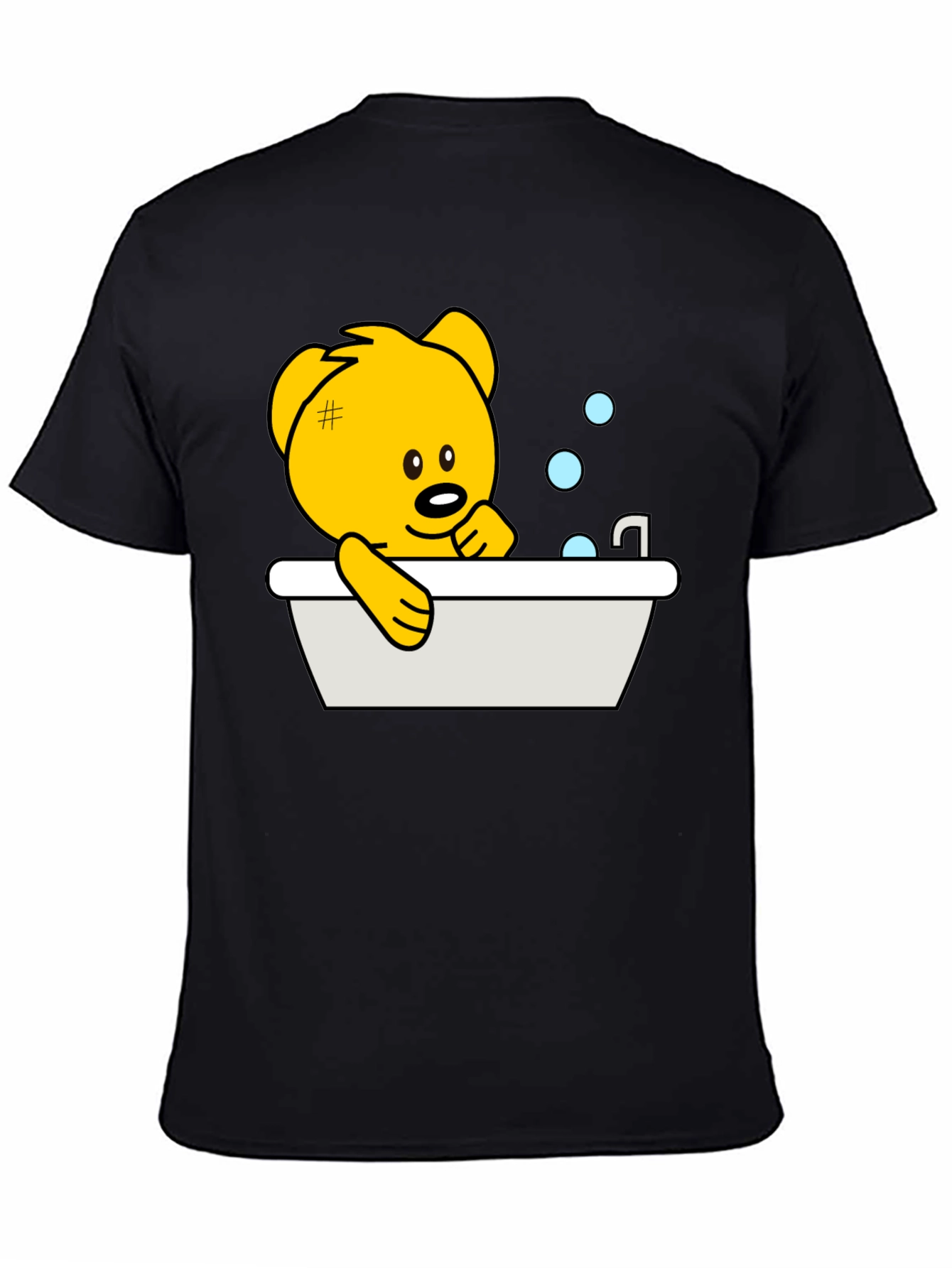 Cute Teddy Bear Bathing T-Shirt - Black