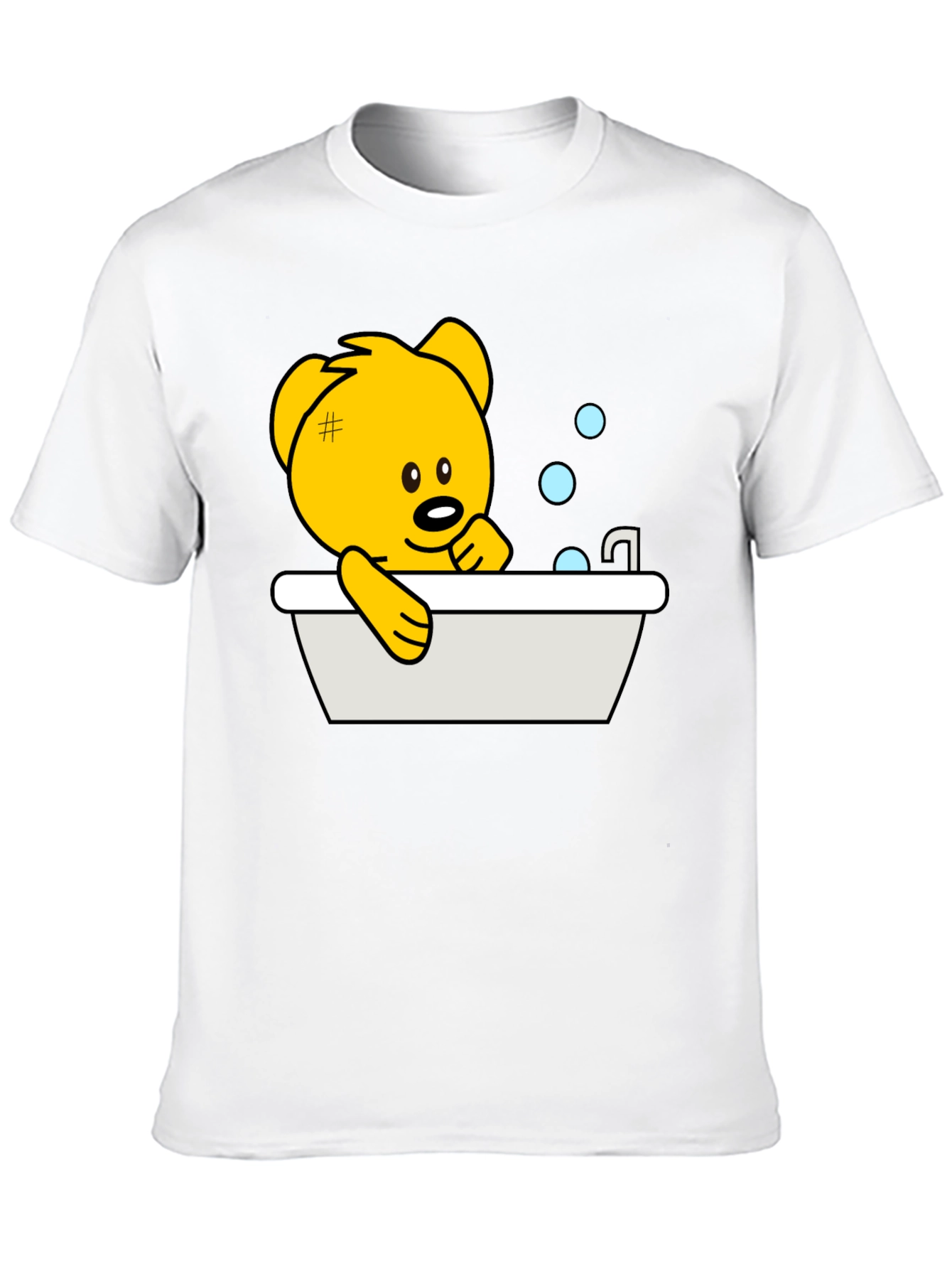 Cute Teddy Bear Bathing T-Shirt - Black