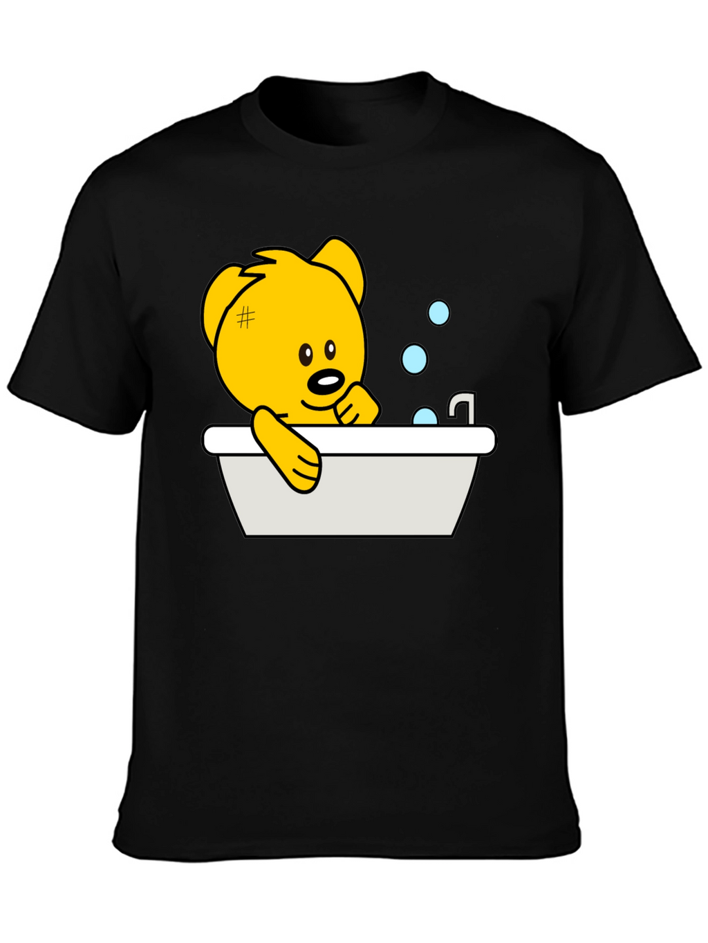 Cute Teddy Bear Bathing T-Shirt - Black