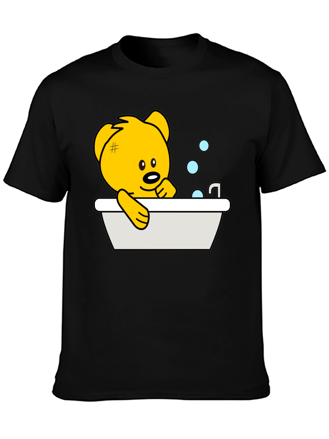Cute Teddy Bear Bathing T-Shirt - Black