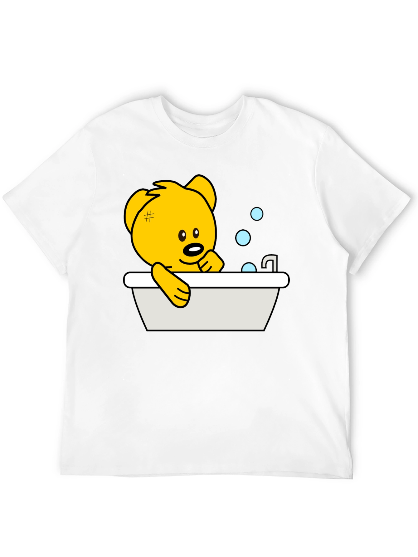 Cute Teddy Bear Bathing T-Shirt - Black