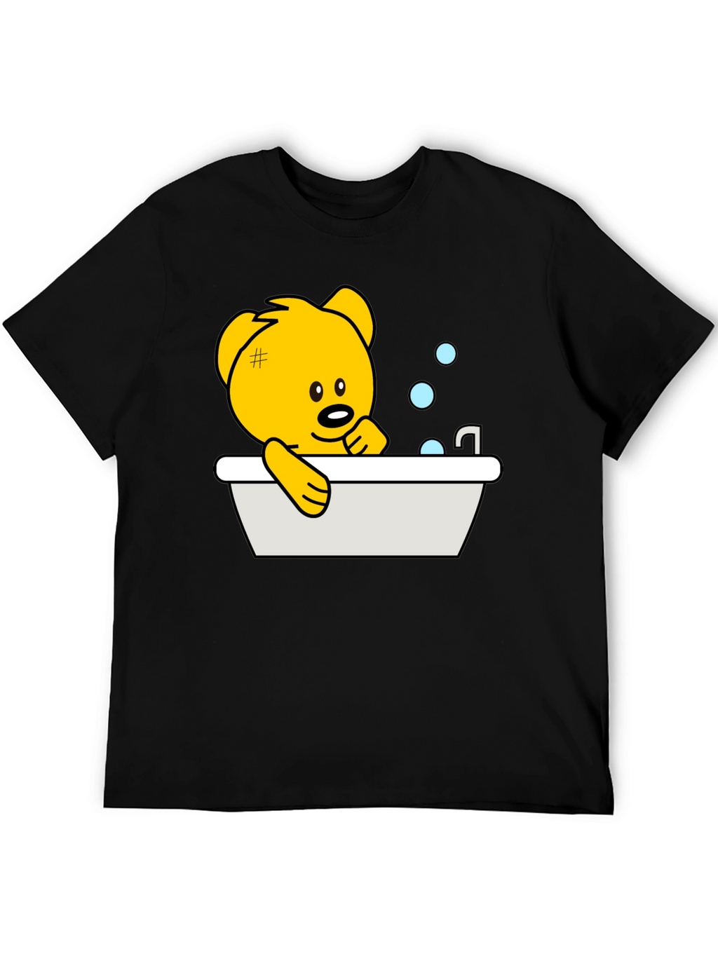 Cute Teddy Bear Bathing T-Shirt - Black