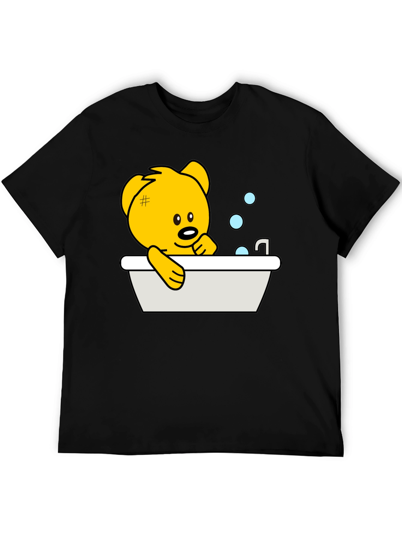 Cute Teddy Bear Bathing T-Shirt - Black