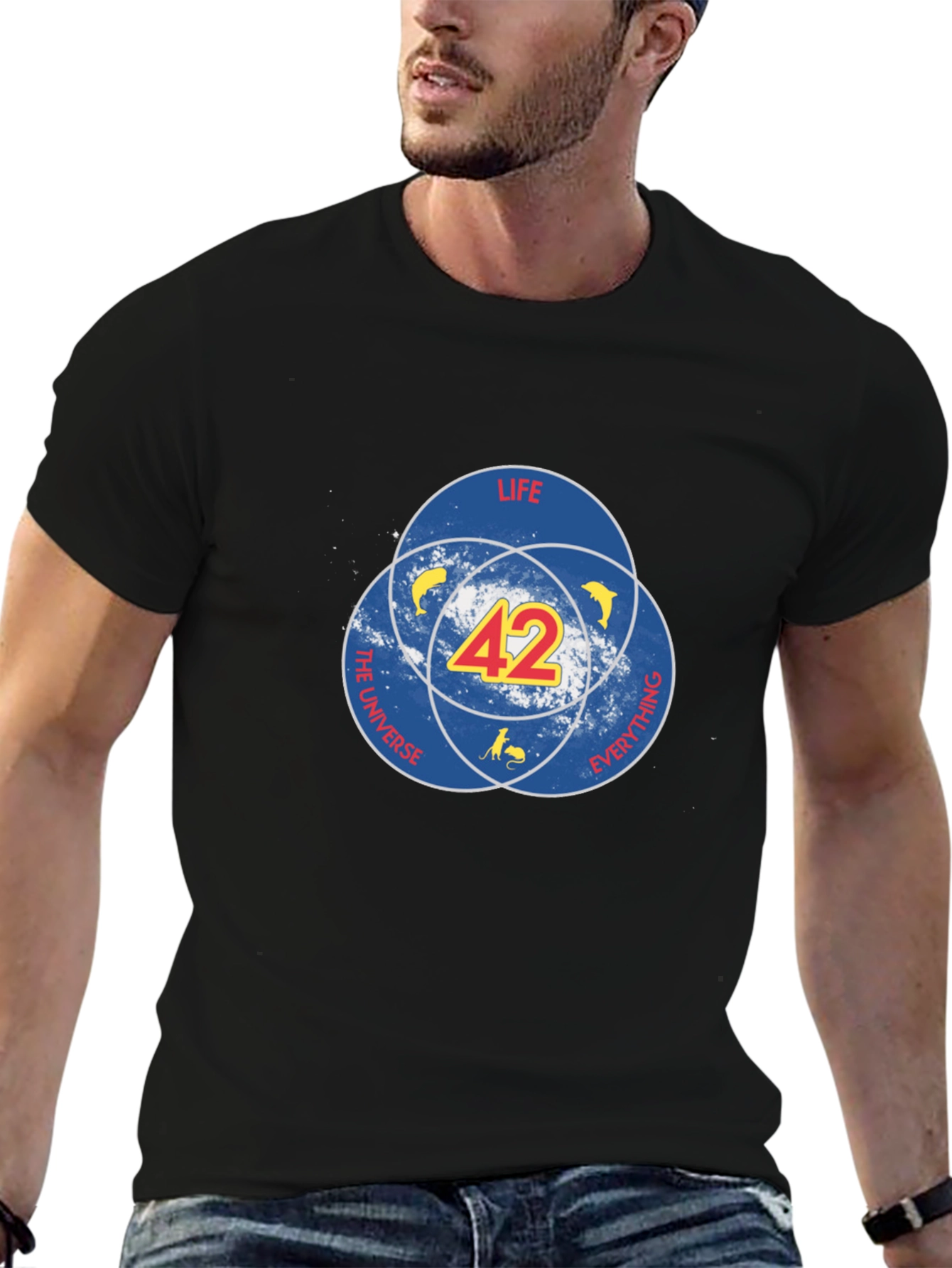42 Hitchhiker’s Guide T-Shirt – Sci-Fi Dog Graphic Tee