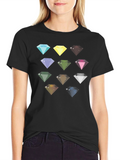 Diamond Gemstone Pattern Black T-Shirt