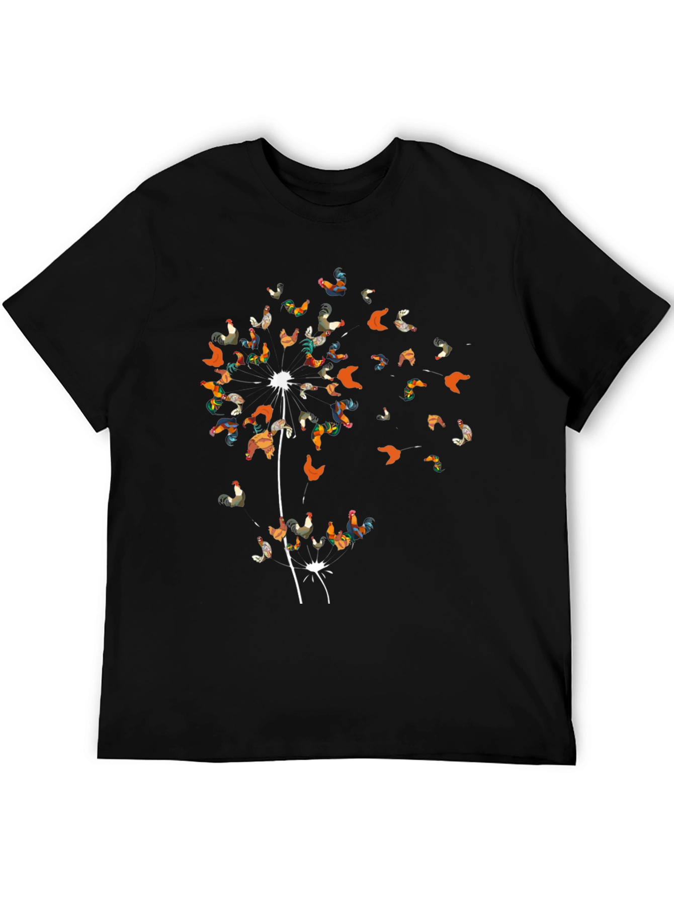 Rooster Dandelion Mens T-Shirt - Unique Graphic Tee