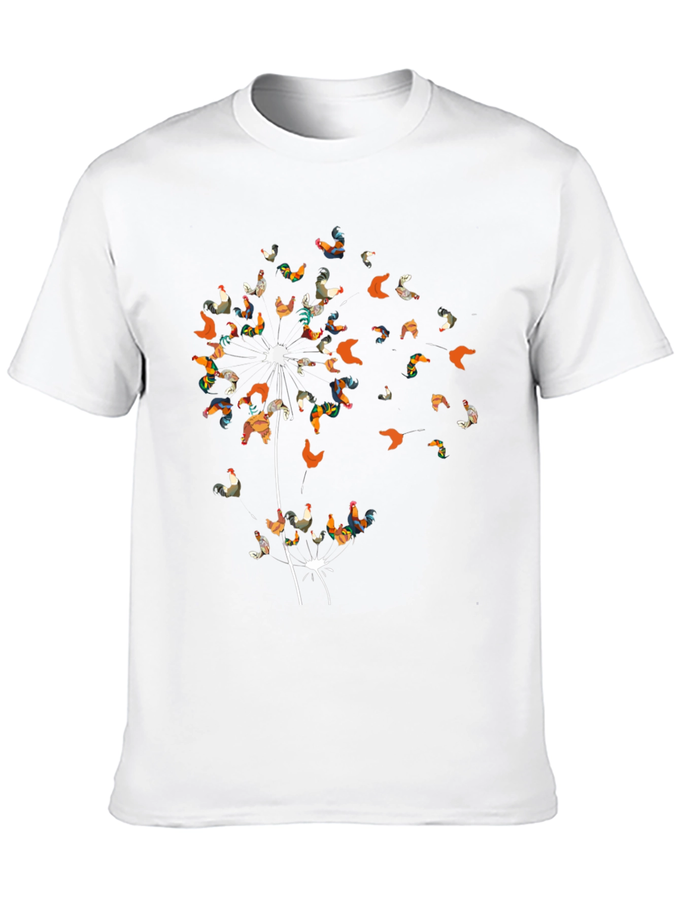 Rooster Dandelion Mens T-Shirt - Unique Graphic Tee