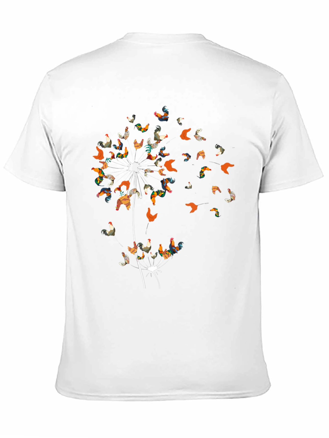 Rooster Dandelion Mens T-Shirt - Unique Graphic Tee