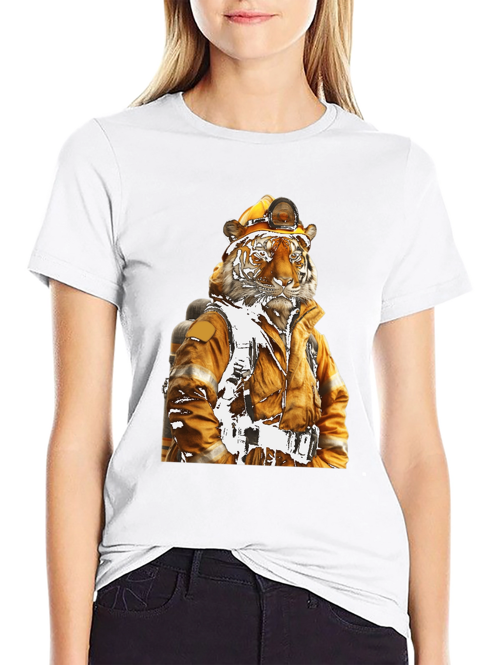 Tiger Firefighter T-Shirt - Novelty Design