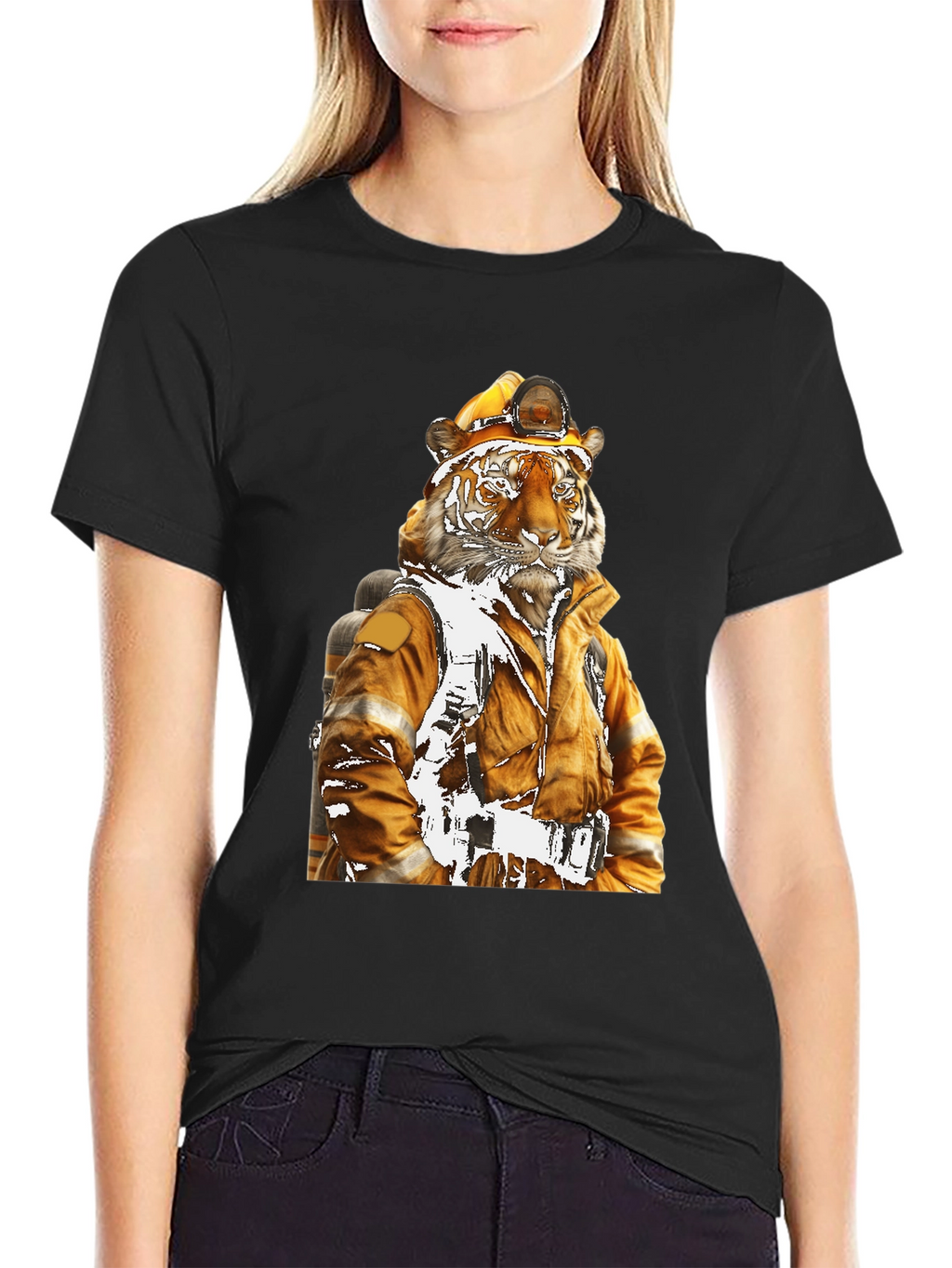 Tiger Firefighter T-Shirt - Novelty Design