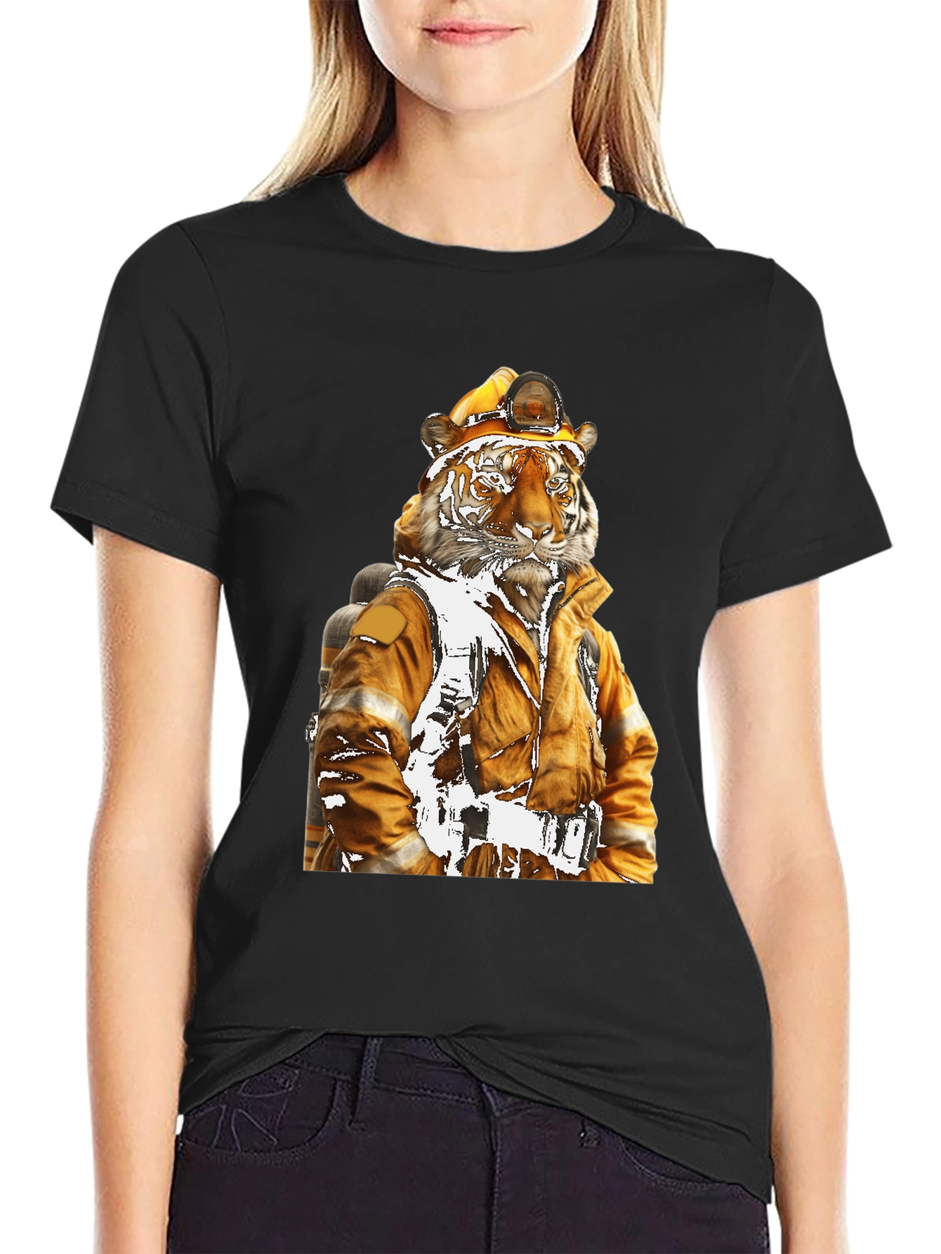 Tiger Firefighter T-Shirt - Novelty Design