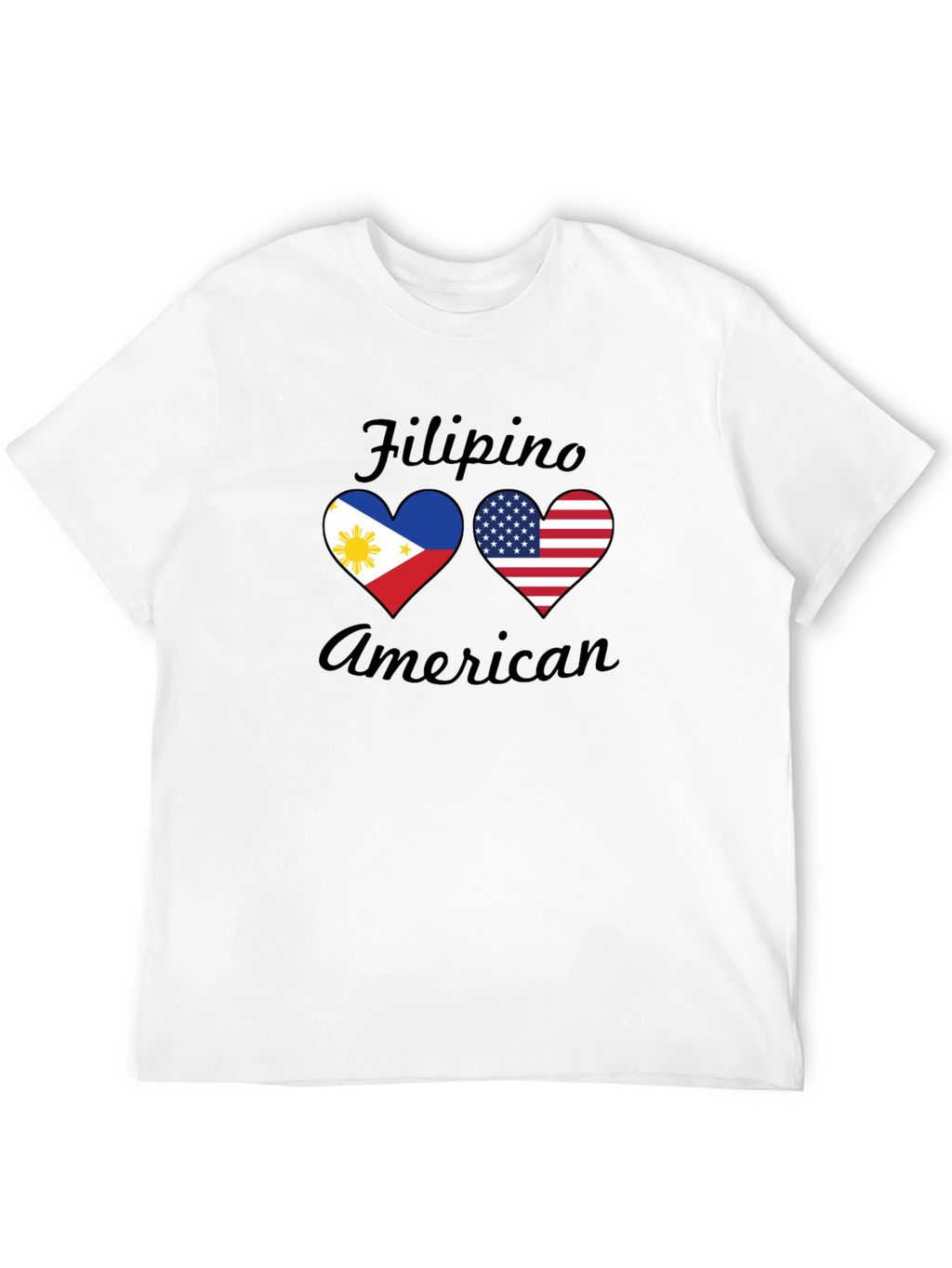 Filipino American Pride T-Shirt: Heart Flags