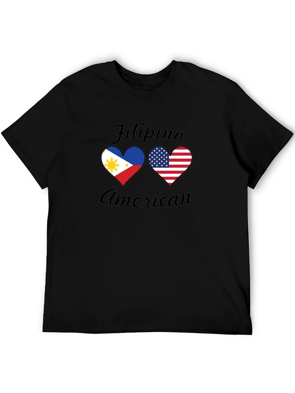 Filipino American Pride T-Shirt: Heart Flags