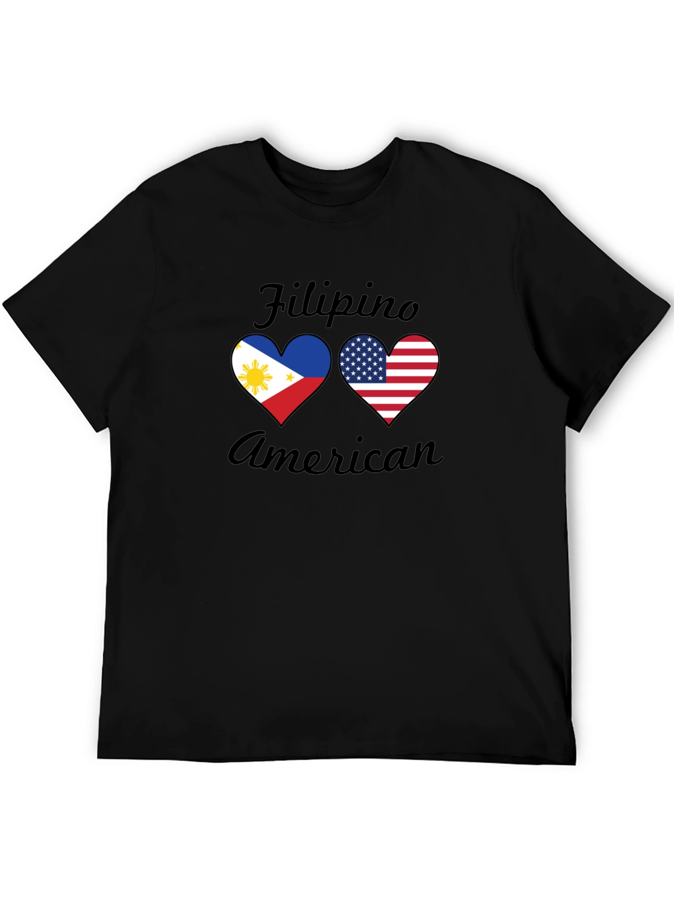 Filipino American Pride T-Shirt: Heart Flags
