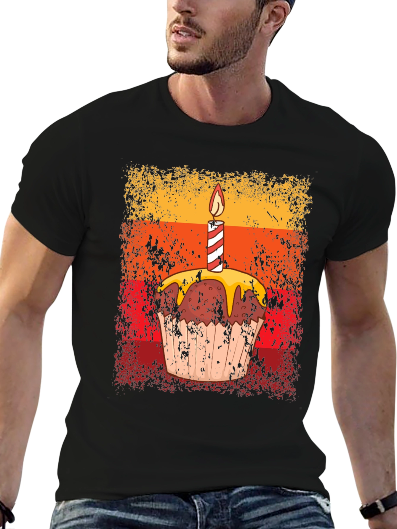 Birthday Cupcake Graphic Tee - Novelty T-Shirt