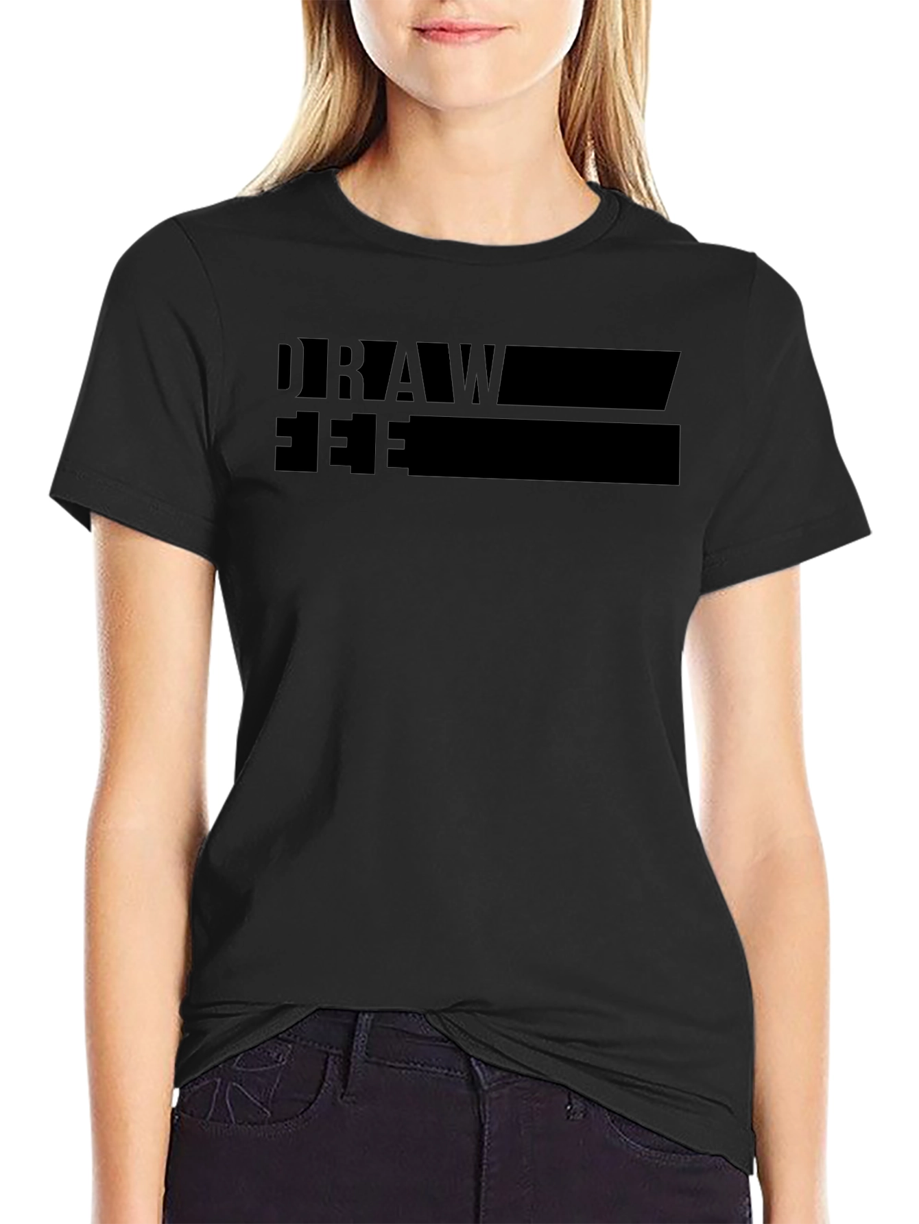 Draw Free T-Shirt Black Graphic Tee Comfort Fit