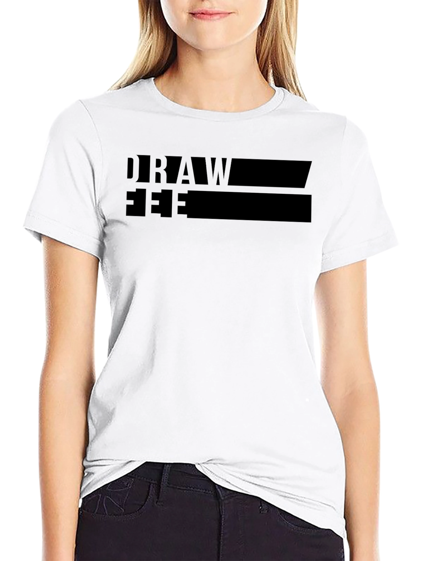 Draw Free T-Shirt Black Graphic Tee Comfort Fit