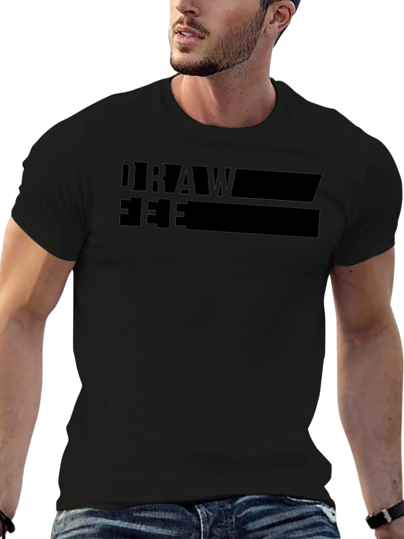 Draw Free T-Shirt Black Graphic Tee Comfort Fit