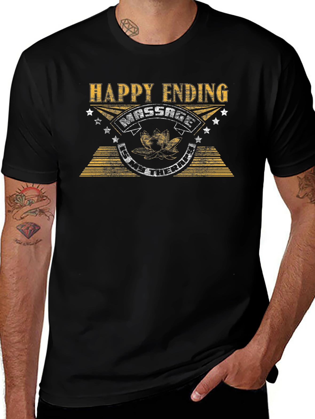 Happy Ending Massage Therapy Black T-Shirt