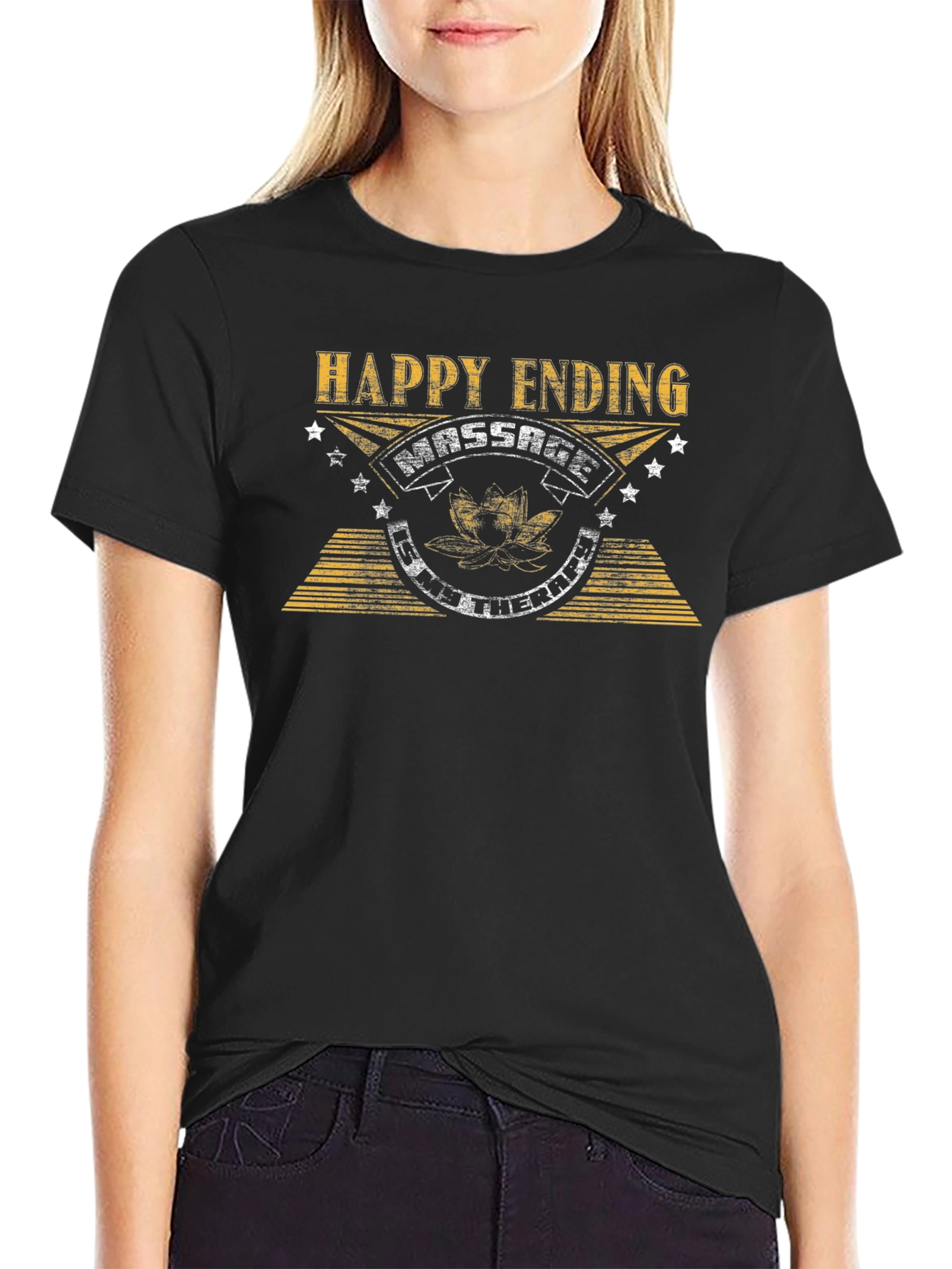 Happy Ending Massage Therapy Black T-Shirt