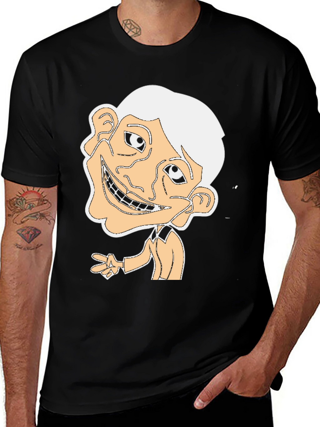 Troll Face Graphic Tee - Black Cotton Shirt