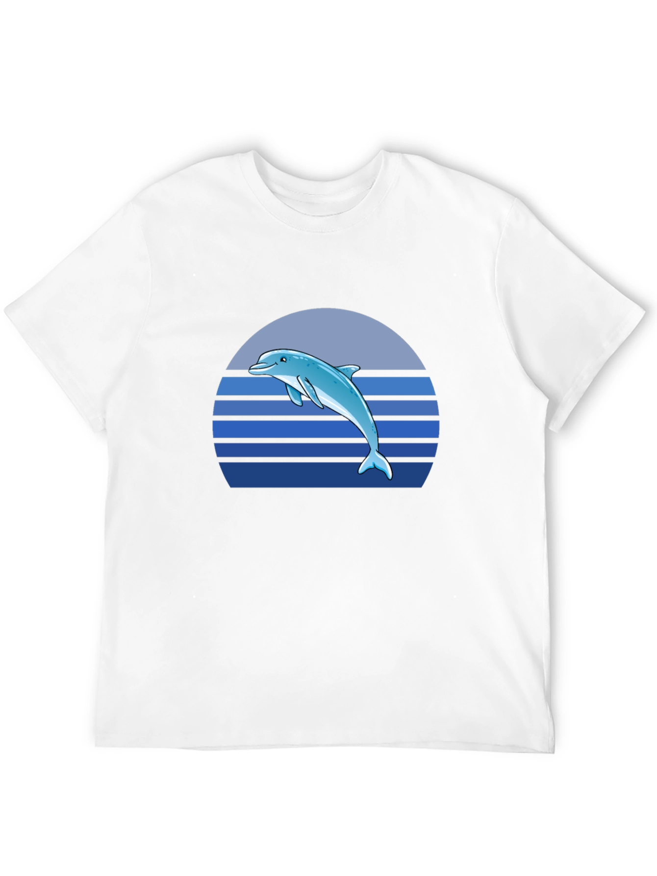 Dolphin Sunset Graphic Tee - Black Cotton T-Shirt