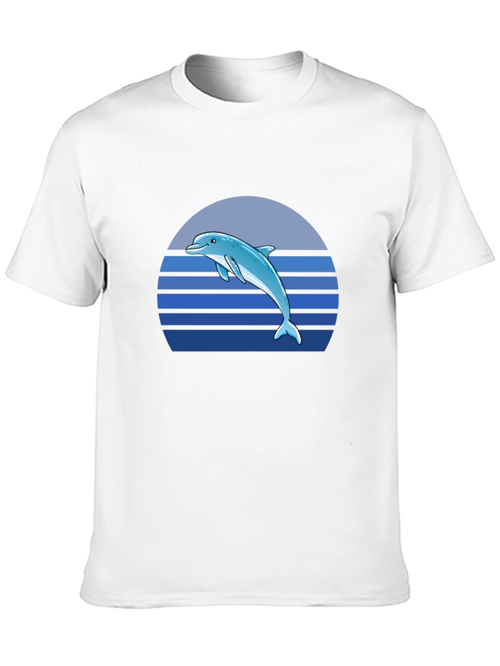 Dolphin Sunset Graphic Tee - Black Cotton T-Shirt